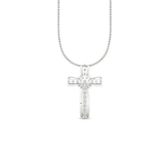 1.50Ct Round Cut Moissanite Women Cross Pendant 14K White Gold Plated